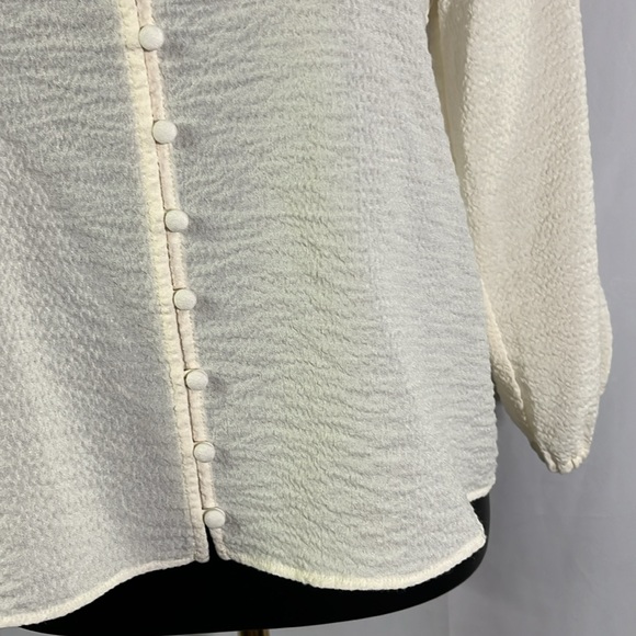 Madewell Ivory Long Sleeve Button Front Crinkle Blouse - Picture 10 of 16